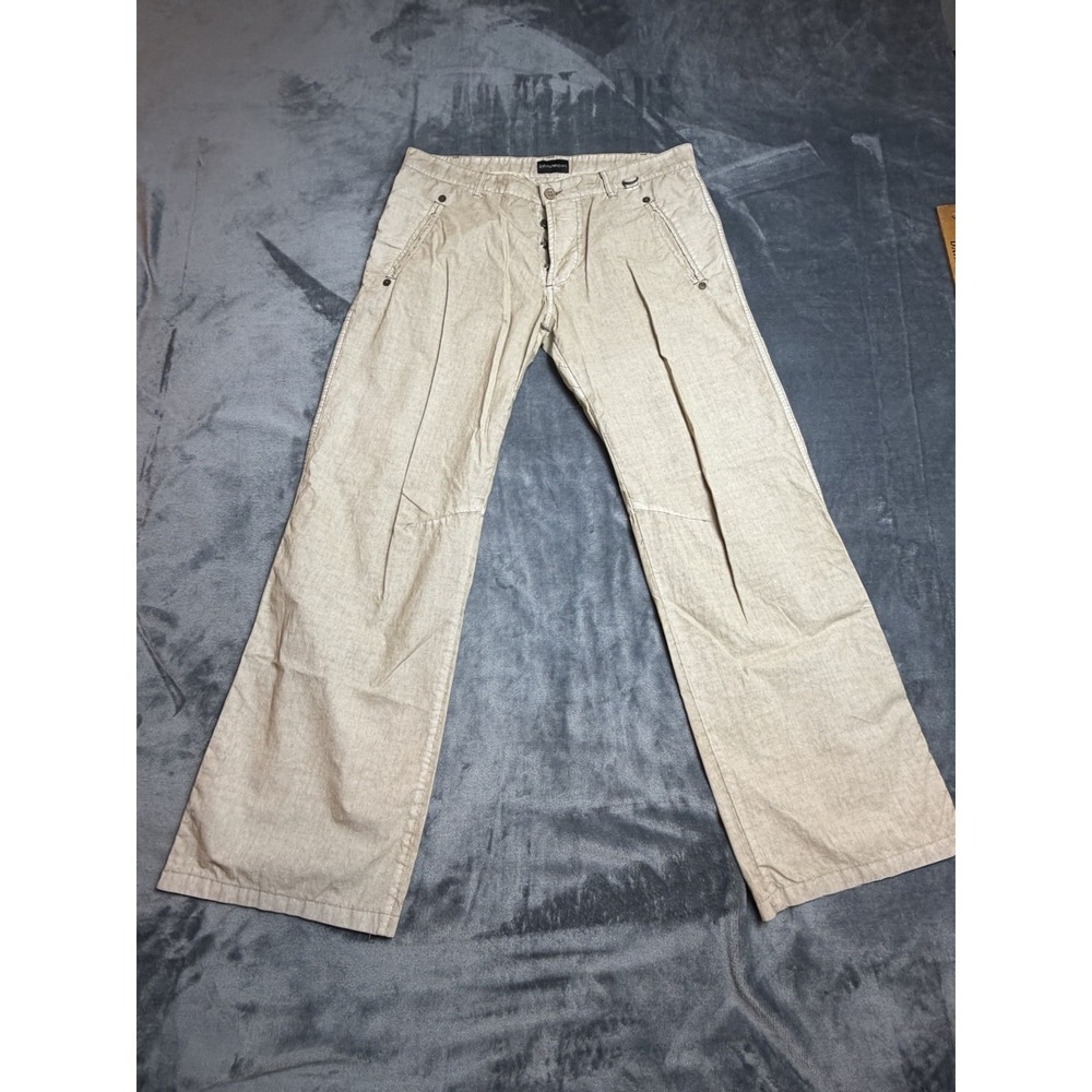 Emporio Armani Cotton Wide Leg Trouser Button Fly Casual Pants Size 36 Or XL